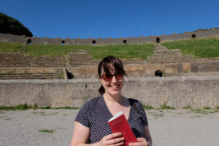 Me looking rather sweaty at the amphitheatre in Pompeii
