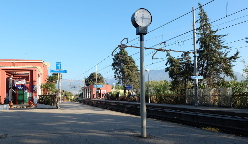 Pompei Scavi train station on the Circumvesuviana railway line between Naples and Sorrento