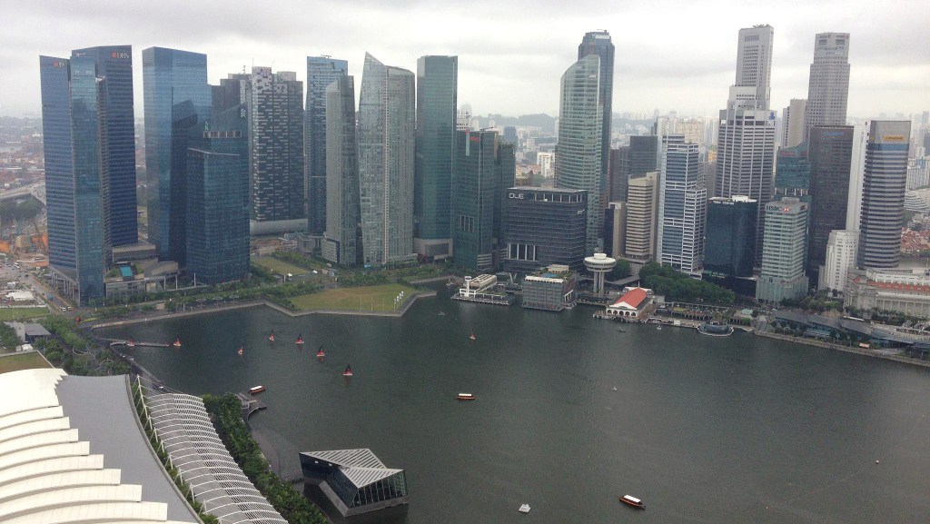 The view from the Skypark at the top of the Marina Bay Sands hotel, Singapore