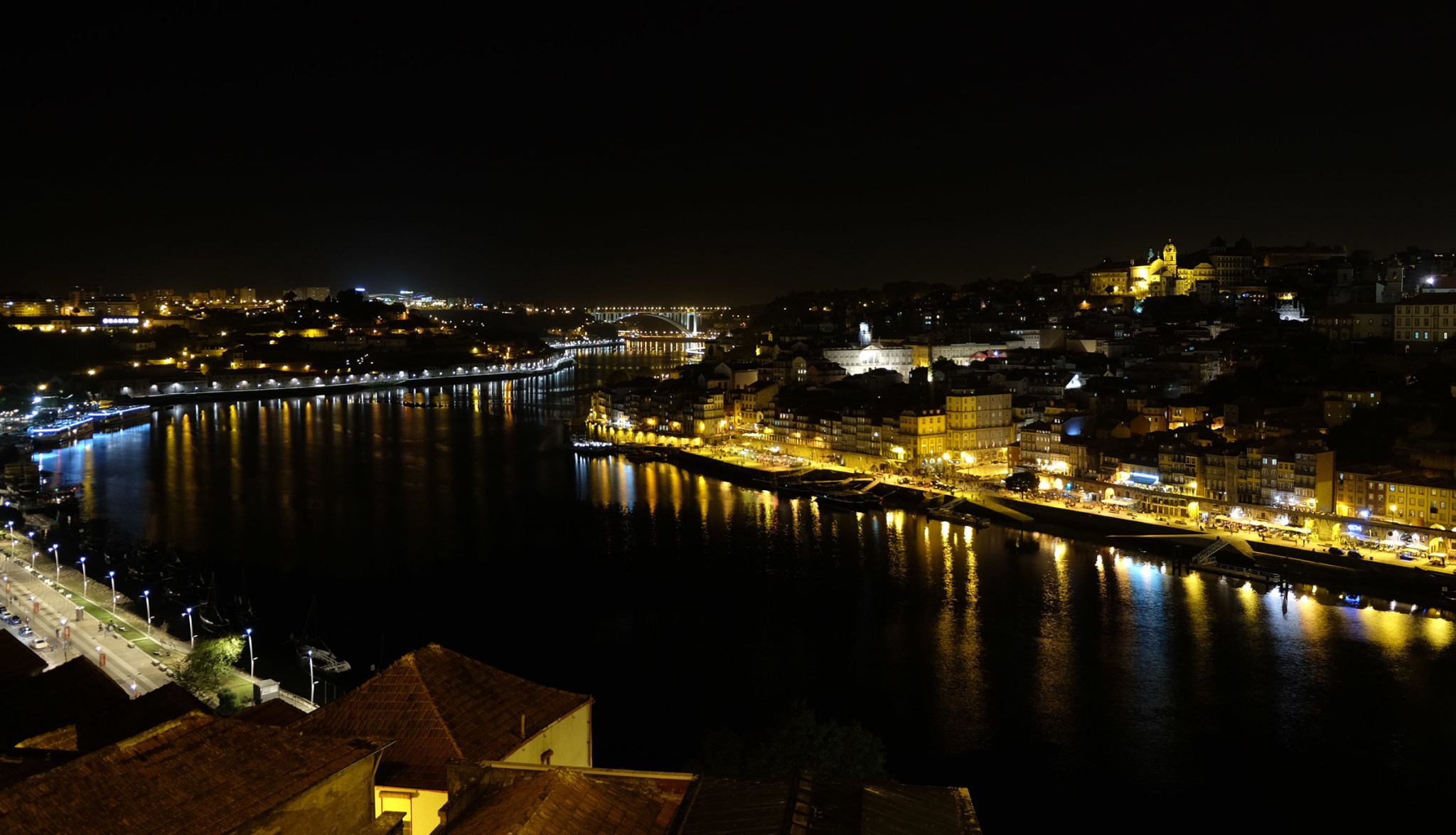 The view from the Dom Luís I Bridge at night