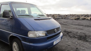 Our trusty minibus for the South Coast tour (AKA Ragnur's Van) on the beach at Vik