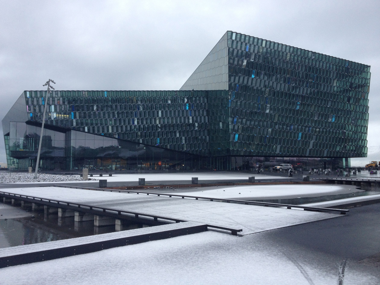 The Harpa concert hall on Reykjavik's waterfront
