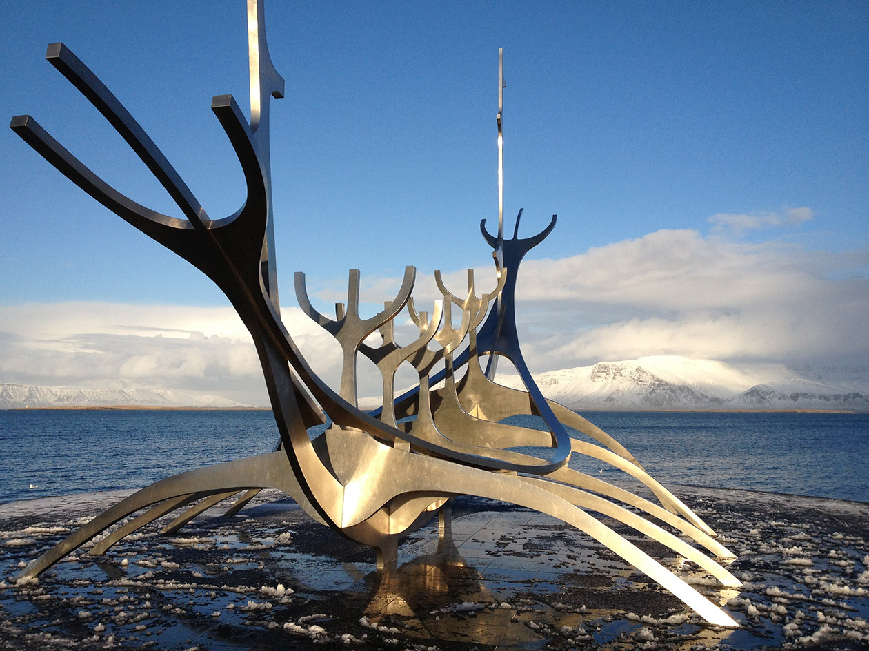 The Sun Voyager sculpture on the seafront in Reykjavik