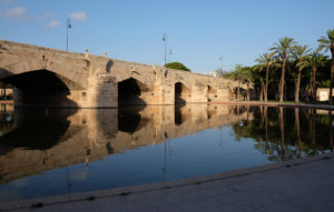 One of the old bridges that used to cross the River Turia - now a park running through the city