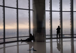 Watching the sunrise at the top of the Burj Khalifa