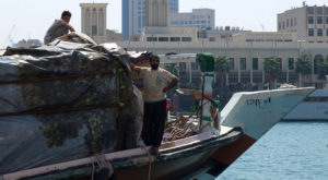 The crew of a dhow waiting to set off