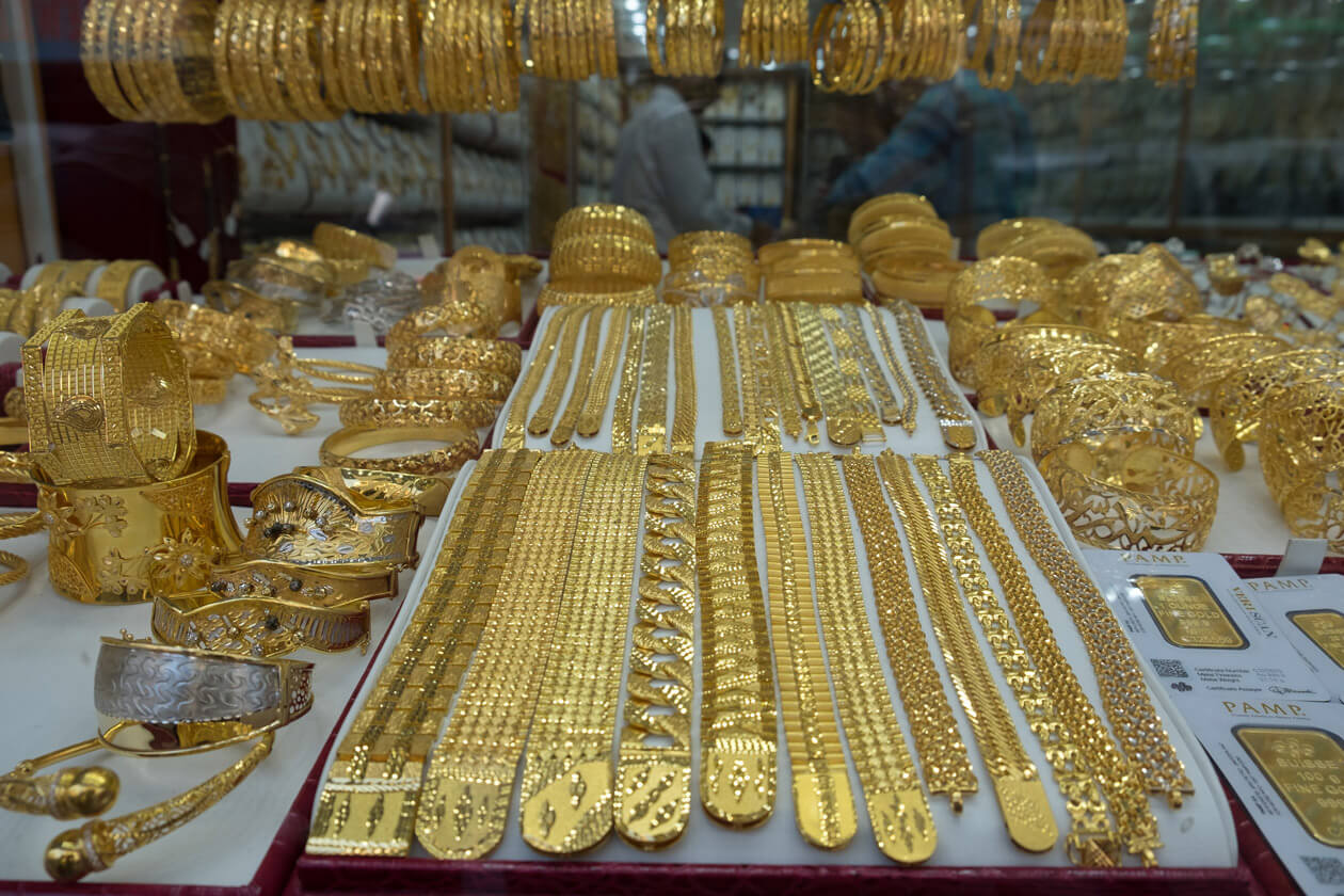 One of the shop windows in the Gold Souk