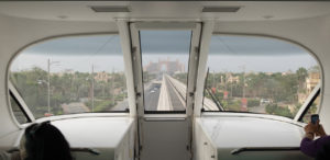 Travelling on the monorail to Atlantis at the head of the Palm