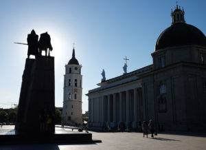 Cathedral Square in the evening on our last day in Vilnius