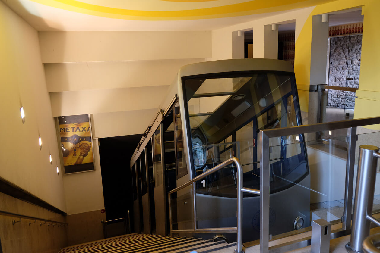 The funicular railway to the top of Lycabettis Hill runs through a tunnel