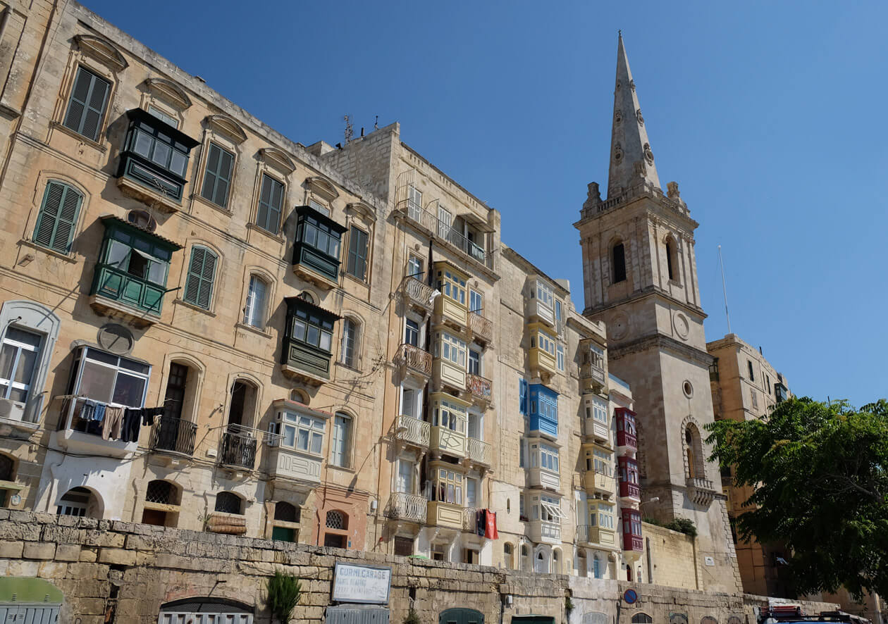 Colourful balconies in Valletta