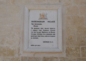 The plaque commemorating Malta being awarded the George Cross