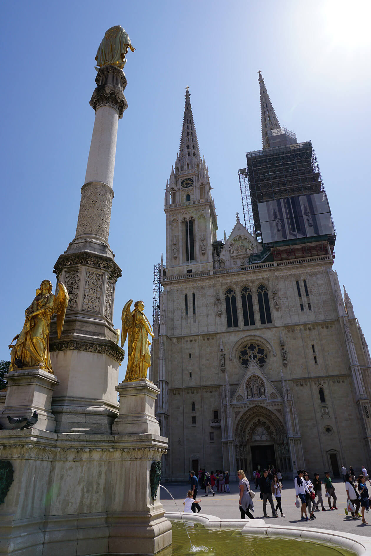 Zagreb Cathedral and the Holy Mary Monument