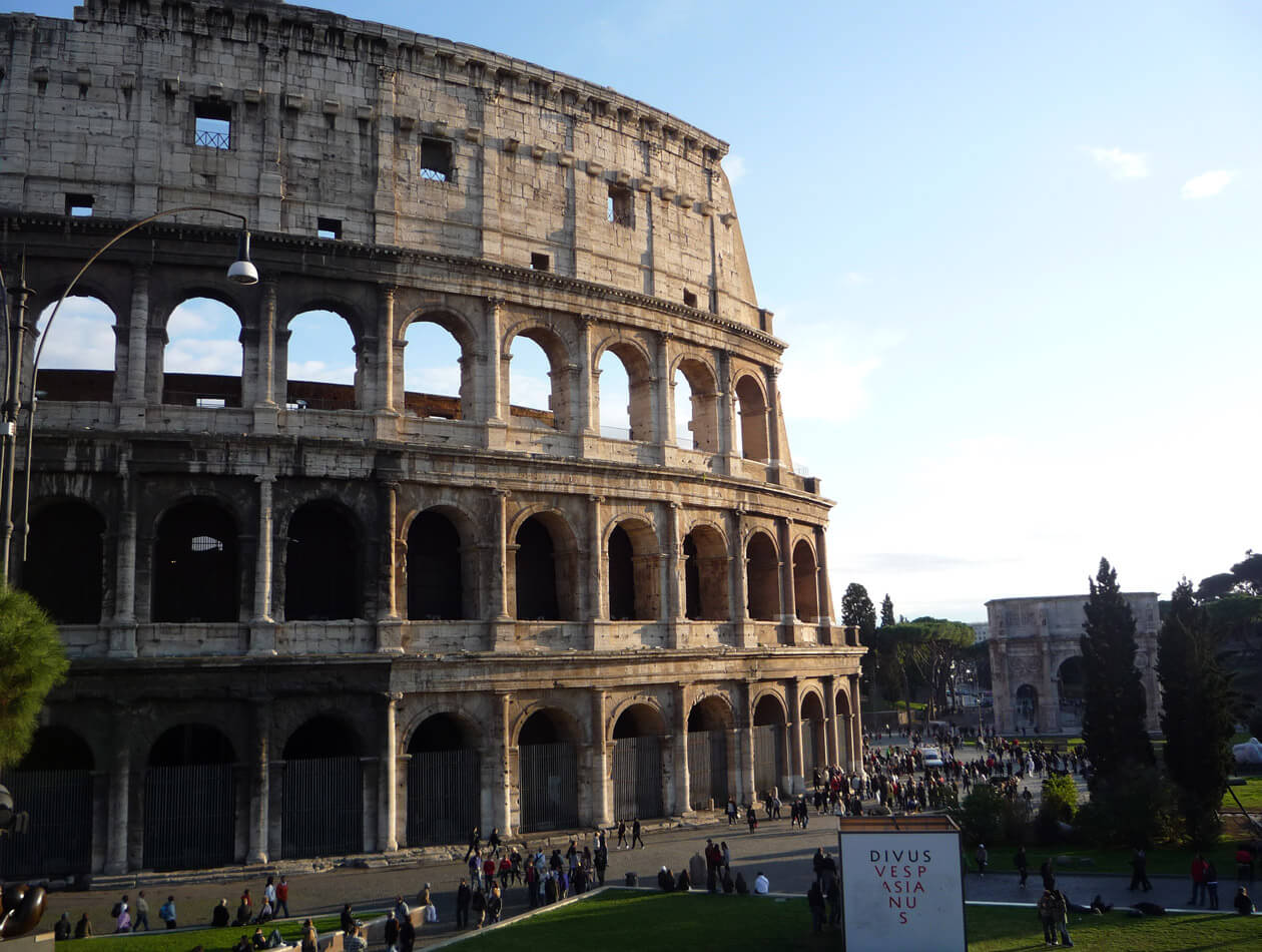 The Colosseum in Rome on the first leg of our open jaw trip to Italy