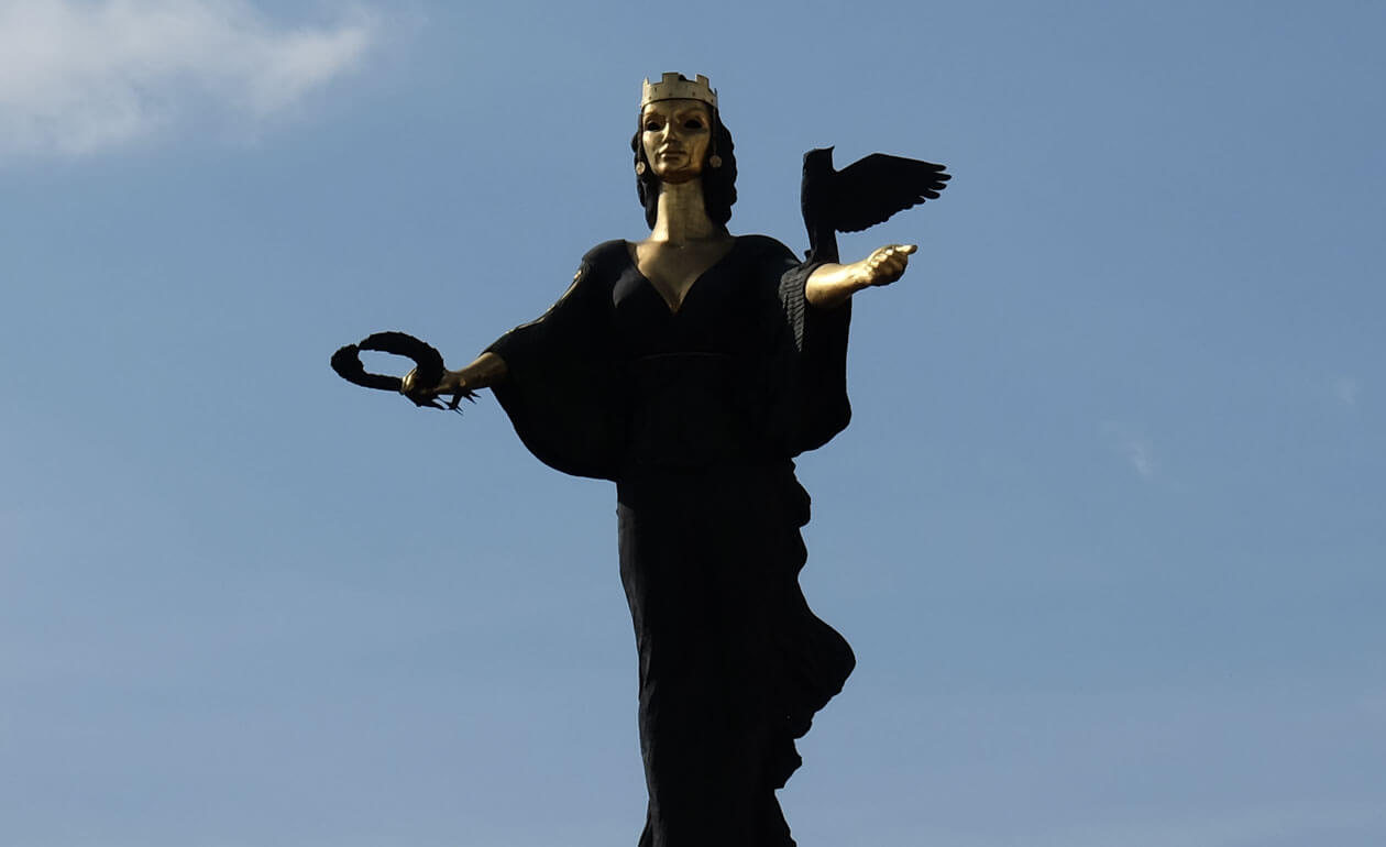 The Saint Sofia statue stands on a column once occupied by a statue of Lenin