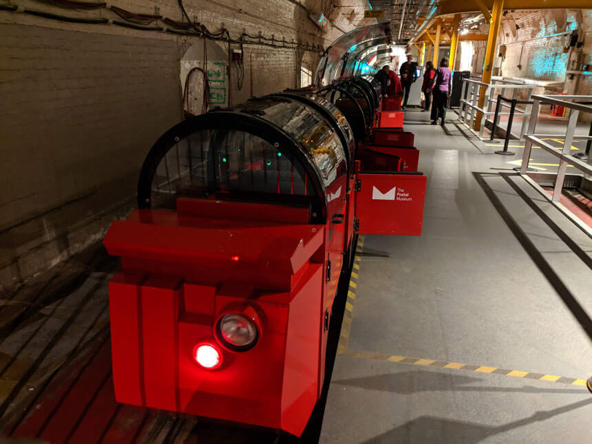 Climb inside the miniature carriages of the Mail Rail for an unforgettable journey below London