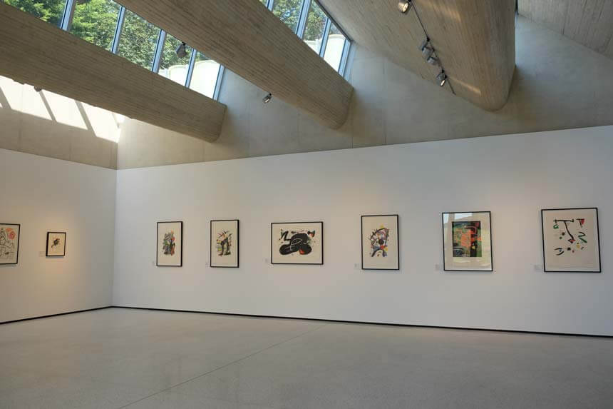 The light, airy gallery at The Weston. When we visited there was an exhibition of Miro prints on show.
