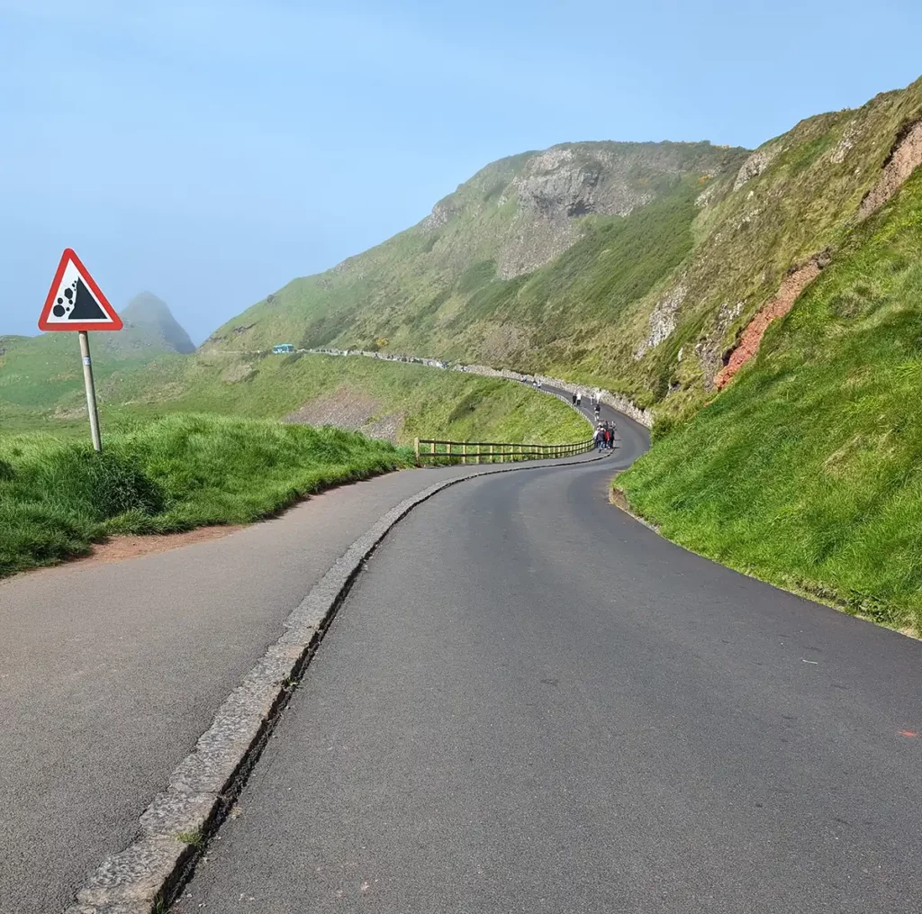 The road and footpath down to the Giant's Causeway from behind the visitor centre