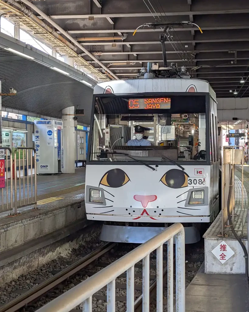 The cat train waiting to set off at Shimo-takaido Station, Tokyo