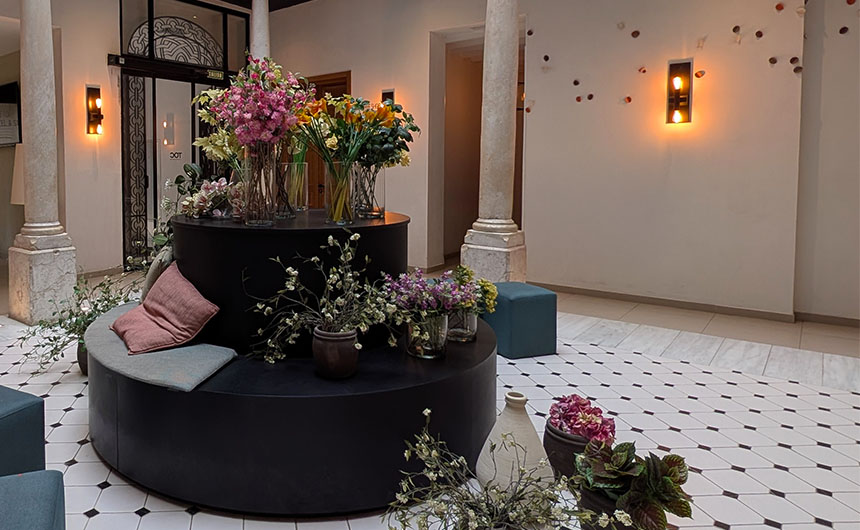 A flower arrangement at TOC Hostel Malaga